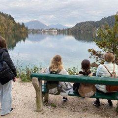 Skats uz Bledas ezeru Slovēnijā.